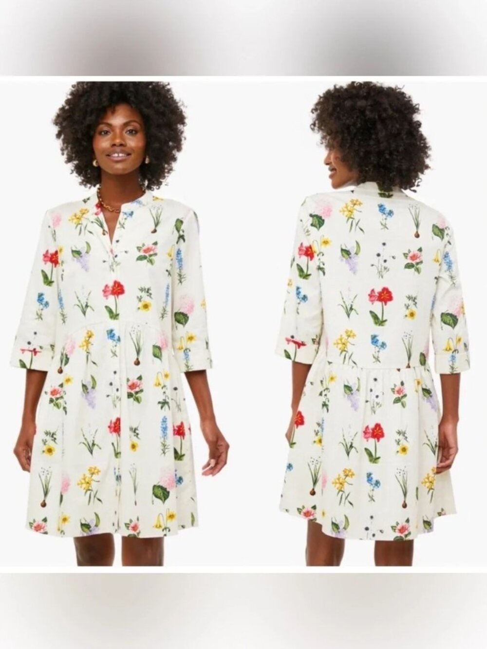 NWT Tuckernuck Fresh Buds Royal Shirt Floral Mini Button Down Dress Small